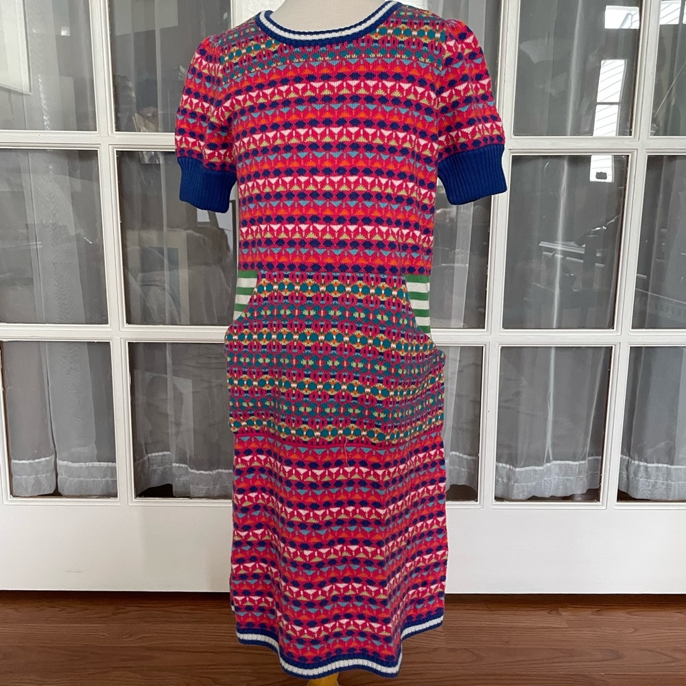Hanna Andersson sweater dress pink blue fall winter sz 150 EUC 100% cotton